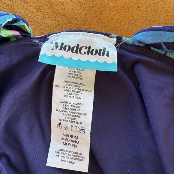 ModCloth Leaf Print Bikini Set Small Top Medium High Waist Bottoms - Picture 5 of 10